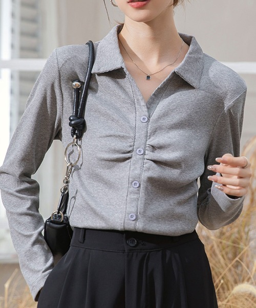 2ly2(トゥーリートゥー)の「くしゅデザインシャツカットソー(Tシャツ/カットソー・レディース・グレー/ブラック・FREE)」の15枚目の写真