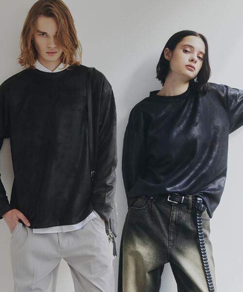 tk.TAKEO KIKUCHI（ティーケータケオキクチ）の「ヴィンテージライクプリント クルーネックカットソー（Tシャツ/カットソー・メンズ・ブラック/オフホワイト/グレー/ダークブラウン・03/02/01）」の2枚目の写真