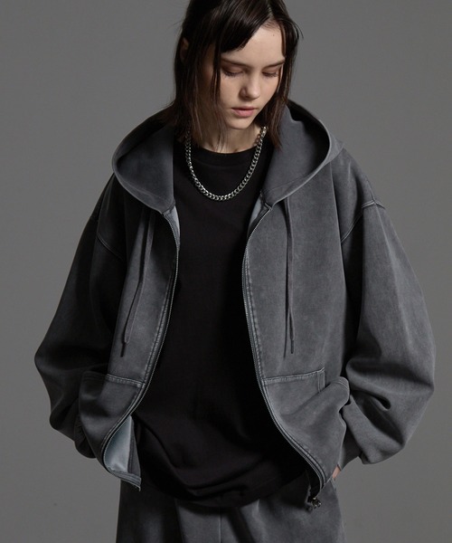 CIYOT-シヨウト-】ヴィンテージ加工ケミカルウォッシュ ダブルジップ