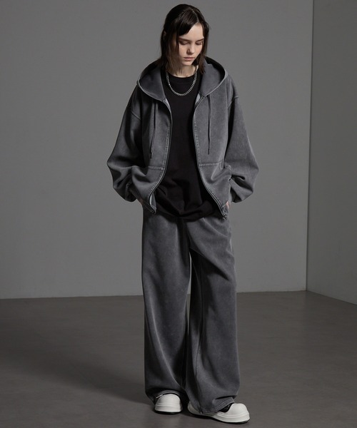 CIYOT-シヨウト-】ヴィンテージ加工ケミカルウォッシュ ダブルジップ