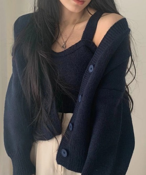 cammie(キャミー)の「ニットビスチェ×カーディガンセット(アンサンブル・レディース・アイボリー/モカ/ブルー・F)」の16枚目の写真