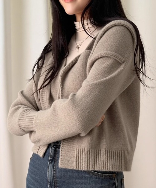 cammie(キャミー)の「ニットビスチェ×カーディガンセット(アンサンブル・レディース・アイボリー/モカ/ブルー・F)」の12枚目の写真