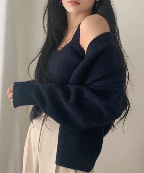 cammie(キャミー)の「ニットビスチェ×カーディガンセット(アンサンブル・レディース・アイボリー/モカ/ブルー・F)」の15枚目の写真