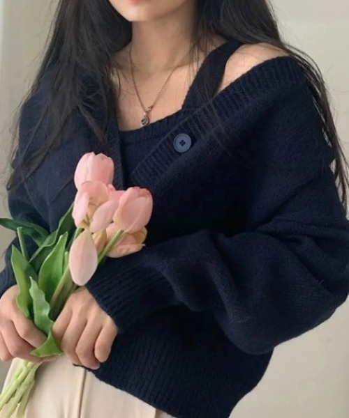 cammie(キャミー)の「ニットビスチェ×カーディガンセット(アンサンブル・レディース・アイボリー/モカ/ブルー・F)」の17枚目の写真