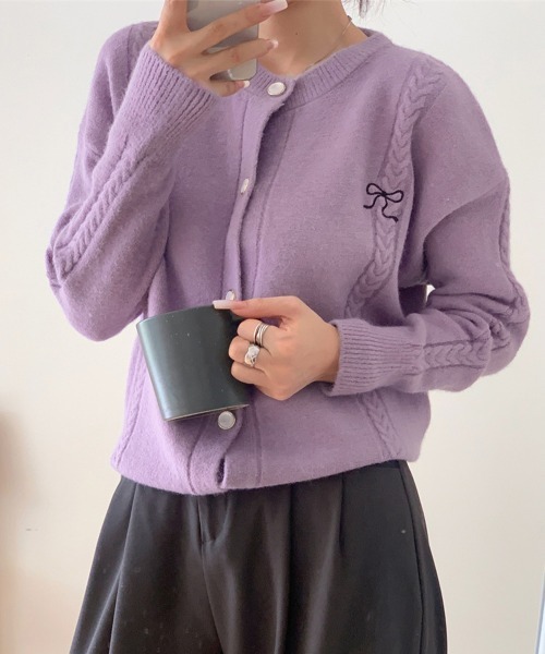 Miniministore(ミニミニストア)の「リボンワンポイントニットカーディガン秋冬(ニット/セーター・レディース・アイボリー/グレー/レッド/ピンク/ラベンダー・FREE)」の18枚目の写真