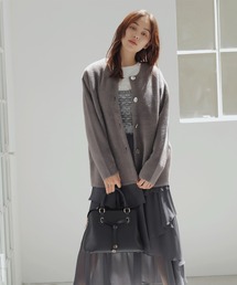 VIS | 接結メタルボタンミニフェザーニットコート(ノーカラージャケット)