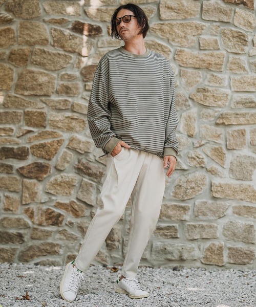 CAMBIO(カンビオ)の「mlt5434-ピンボーダードローコードカットソー(Tシャツ/カットソー・メンズ・ホワイト×グレー/ホワイト×ブラウン/ベージュ系その他/ブラック×ホワイト・M/L/XL)」の18枚目の写真