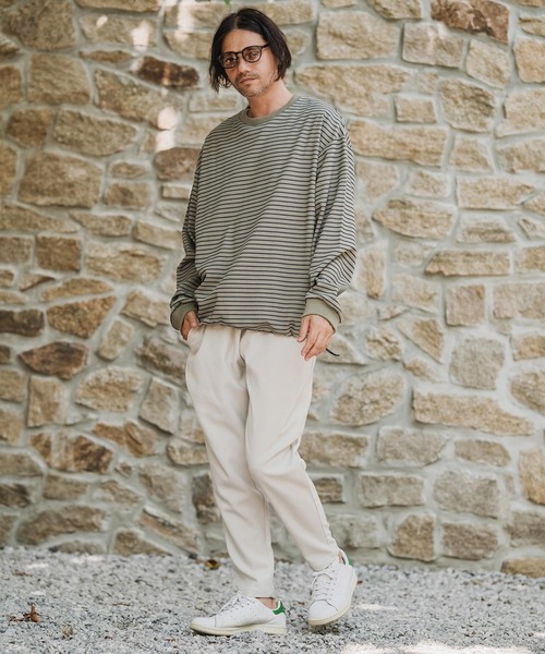 CAMBIO(カンビオ)の「mlt5434-ピンボーダードローコードカットソー(Tシャツ/カットソー・メンズ・ホワイト×グレー/ホワイト×ブラウン/ベージュ系その他/ブラック×ホワイト・M/L/XL)」の19枚目の写真