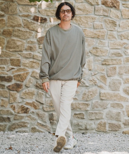 CAMBIO(カンビオ)の「mlt5434-ピンボーダードローコードカットソー(Tシャツ/カットソー・メンズ・ホワイト×グレー/ホワイト×ブラウン/ベージュ系その他/ブラック×ホワイト・M/L/XL)」の20枚目の写真