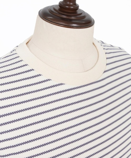 CAMBIO(カンビオ)の「mlt5434-ピンボーダードローコードカットソー(Tシャツ/カットソー・メンズ・ホワイト×グレー/ホワイト×ブラウン/ベージュ系その他/ブラック×ホワイト・M/L/XL)」の5枚目の写真