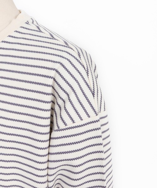 CAMBIO(カンビオ)の「mlt5434-ピンボーダードローコードカットソー(Tシャツ/カットソー・メンズ・ホワイト×グレー/ホワイト×ブラウン/ベージュ系その他/ブラック×ホワイト・M/L/XL)」の6枚目の写真