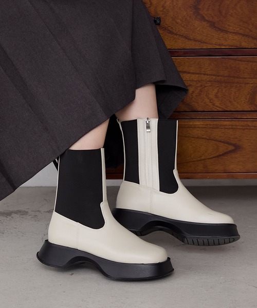 セール】【forksy.】ボリュームソールサイドゴアジップアップショート