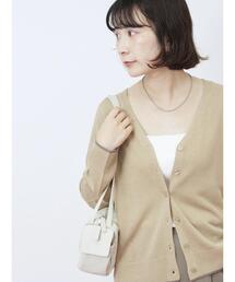 Samansa Mos2 blue | 配色Vネックカーディガン(カーディガン/ボレロ)