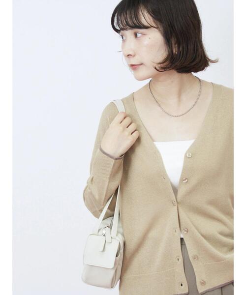 Samansa Mos2 blue(サマンサモスモスブルー)の「配色Vネックカーディガン(カーディガン/ボレロ・レディース・シルバーグレー/ベージュ/チャコールグレー・F)」の1枚目の写真