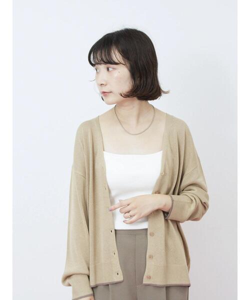 Samansa Mos2 blue(サマンサモスモスブルー)の「配色Vネックカーディガン(カーディガン/ボレロ・レディース・シルバーグレー/ベージュ/チャコールグレー・F)」の18枚目の写真