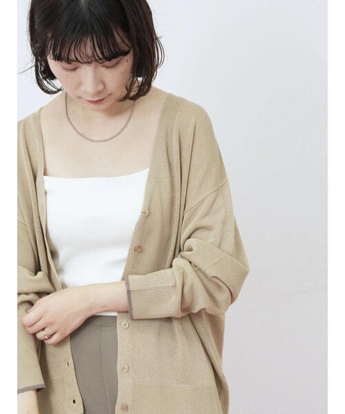 Samansa Mos2 blue(サマンサモスモスブルー)の「配色Vネックカーディガン(カーディガン/ボレロ・レディース・シルバーグレー/ベージュ/チャコールグレー・F)」の19枚目の写真