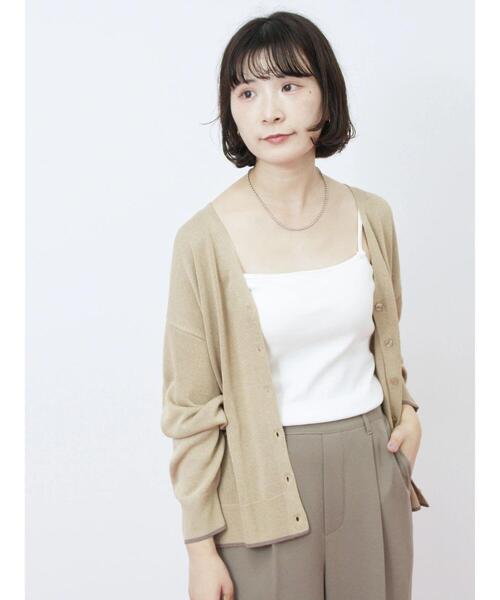 Samansa Mos2 blue(サマンサモスモスブルー)の「配色Vネックカーディガン(カーディガン/ボレロ・レディース・シルバーグレー/ベージュ/チャコールグレー・F)」の20枚目の写真