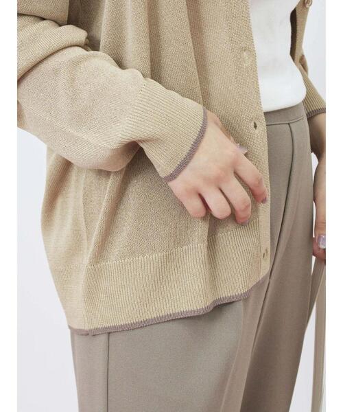 Samansa Mos2 blue(サマンサモスモスブルー)の「配色Vネックカーディガン(カーディガン/ボレロ・レディース・シルバーグレー/ベージュ/チャコールグレー・F)」の22枚目の写真