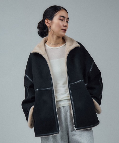 WEB限定】フェイクムートンショートコート（ムートンコート