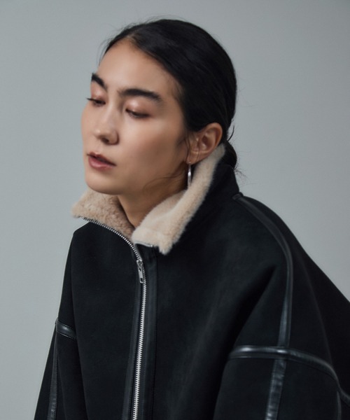 ⭐︎まるす⭐︎ ADAM ET ROPE' フェイクムートンジャケット ADAM ET ROPÉ FEMME(アダム エ ロペ ファム) / フェイクムートン