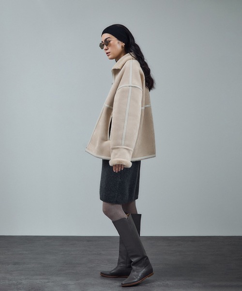 ADAM ET ROPE アダムエロペ フェイクムートンショートコート WEB限定(一部店舗展開あり)・2WAY】フェイクムートンショートコート