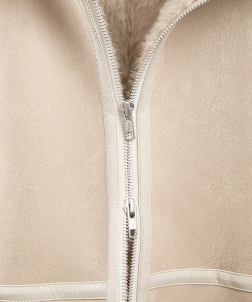 2XL【新品】ETRO エトロ リアルムートンコート 英字新聞 花柄カットワーク ADAM ET ROPÉ FEMME(アダム エ ロペ ファム) / 【WEB限定(一部店舗展開