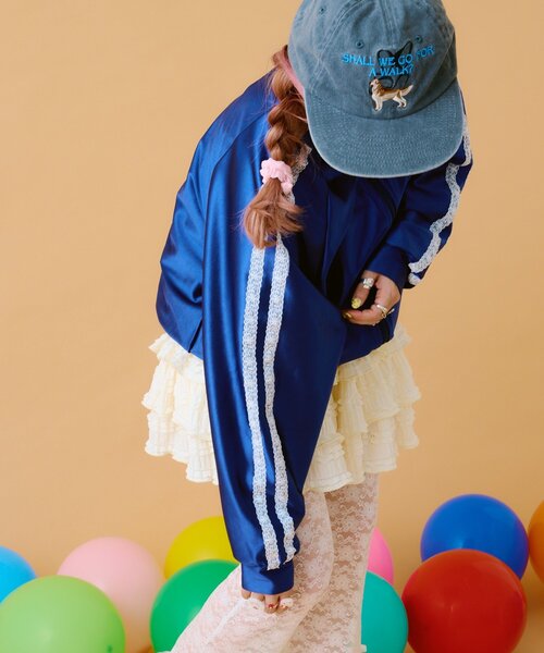 w closet（ダブルクローゼット）の「【あみこ企画】肩レーストラックジャケット（その他アウター・レディース・ネイビー/ピンク・FREE）」の18枚目の写真