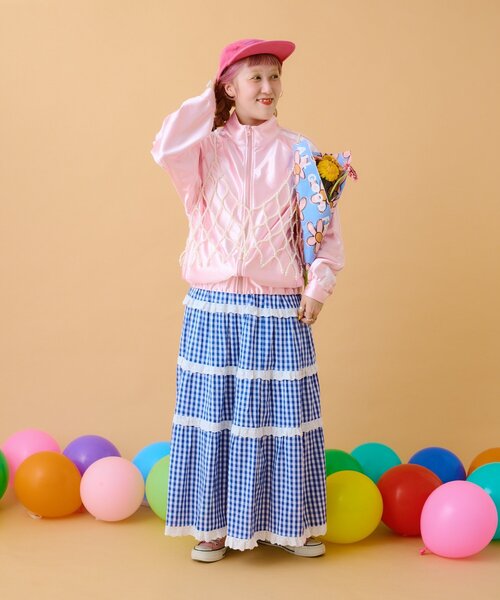 w closet（ダブルクローゼット）の「【あみこ企画】肩レーストラックジャケット（その他アウター・レディース・ネイビー/ピンク・FREE）」の3枚目の写真