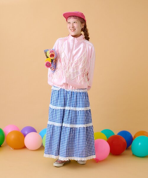 w closet（ダブルクローゼット）の「【あみこ企画】肩レーストラックジャケット（その他アウター・レディース・ネイビー/ピンク・FREE）」の4枚目の写真