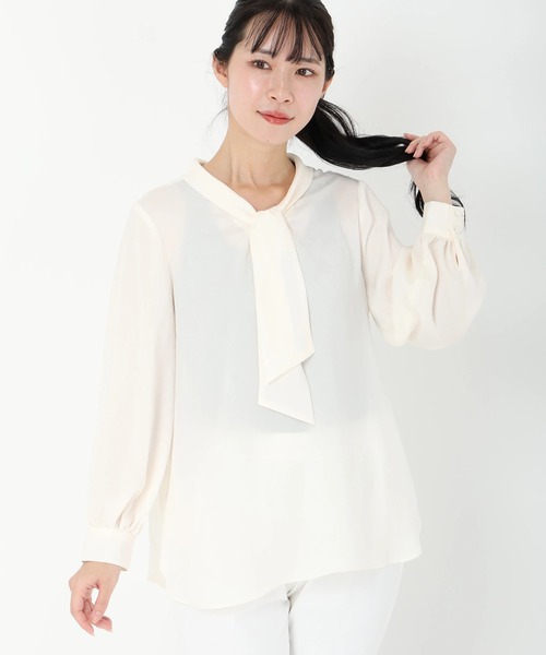 STRAWBERRY-FIELDS（ストロベリーフィールズ）の「ロイヤルヴィンテージサテン_ヴィンテージサテンボウタイブラウス（シャツ/ブラウス・レディース・ネイビー/ピンク系その他/オフホワイト・2）」の14枚目の写真