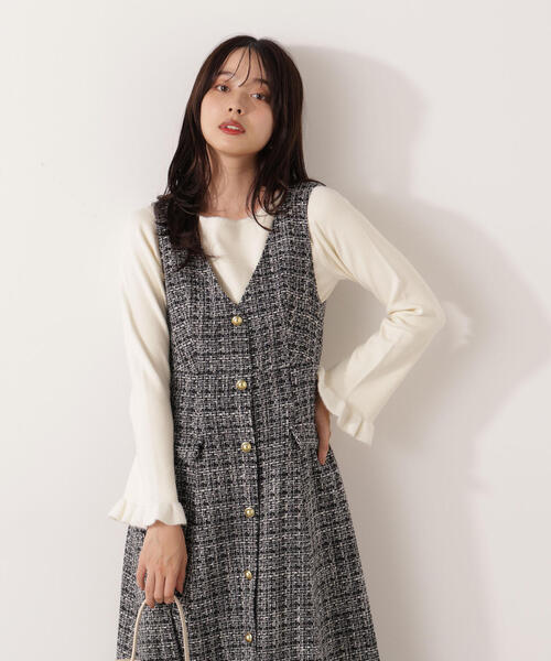PROPORTION BODY DRESSING（プロポーションボディドレッシング）の「ミックスツイードロングジャンスカ / 1215240104（ワンピース・レディース・ブラック系その他/ベージュ系その他・MEDIUM/P/S）」の7枚目の写真
