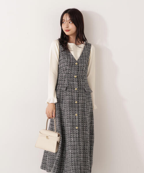 PROPORTION BODY DRESSING（プロポーションボディドレッシング）の「ミックスツイードロングジャンスカ / 1215240104（ワンピース・レディース・ブラック系その他/ベージュ系その他・MEDIUM/P/S）」の6枚目の写真