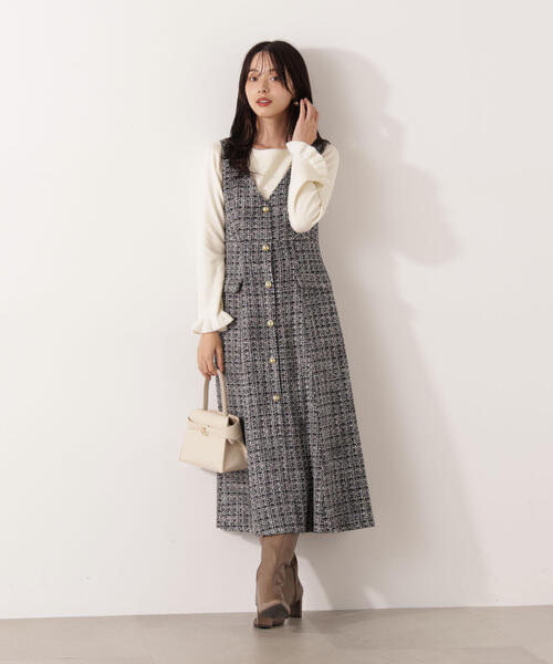 PROPORTION BODY DRESSING（プロポーションボディドレッシング）の「ミックスツイードロングジャンスカ / 1215240104（ワンピース・レディース・ブラック系その他/ベージュ系その他・MEDIUM/P/S）」の2枚目の写真