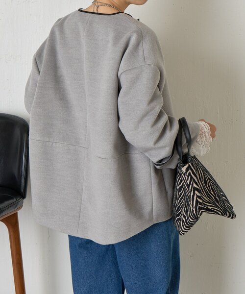 Jena espace merveilleux（ジェナ　エスパスメルヴェイユ）の「【体系カバー】テープラインコクーンコート（その他アウター・レディース・ベージュ/チャコールグレー/グレー・FREE）」の4枚目の写真