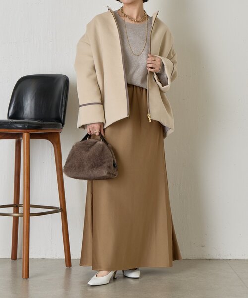 Jena espace merveilleux（ジェナ　エスパスメルヴェイユ）の「【体系カバー】テープラインコクーンコート（その他アウター・レディース・ベージュ/チャコールグレー/グレー・FREE）」の12枚目の写真