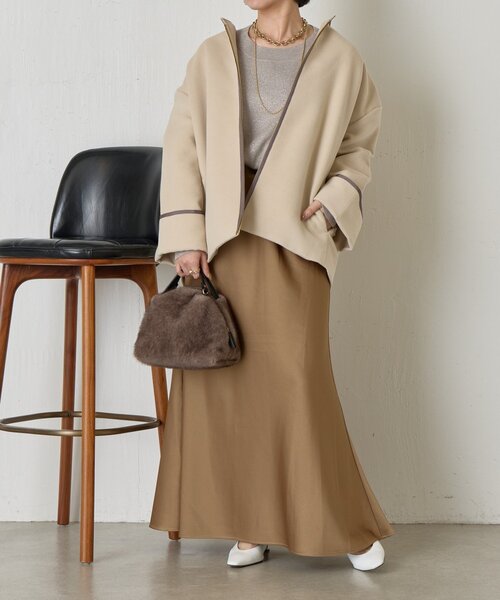 Jena espace merveilleux（ジェナ　エスパスメルヴェイユ）の「【体系カバー】テープラインコクーンコート（その他アウター・レディース・ベージュ/チャコールグレー/グレー・FREE）」の13枚目の写真