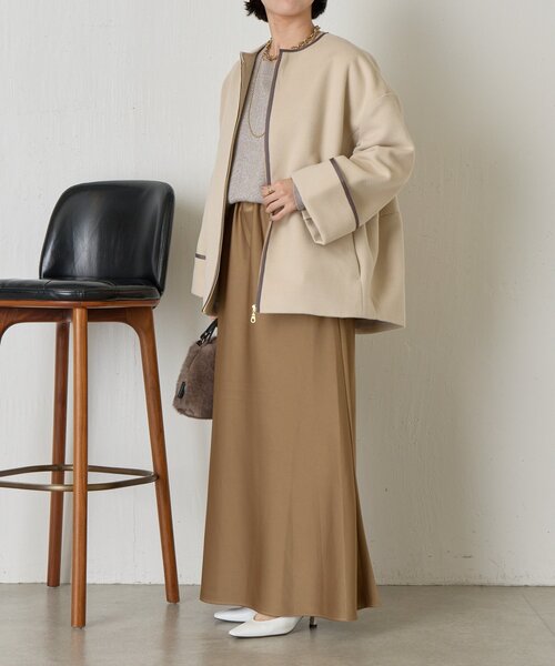 Jena espace merveilleux（ジェナ　エスパスメルヴェイユ）の「【体系カバー】テープラインコクーンコート（その他アウター・レディース・ベージュ/チャコールグレー/グレー・FREE）」の14枚目の写真