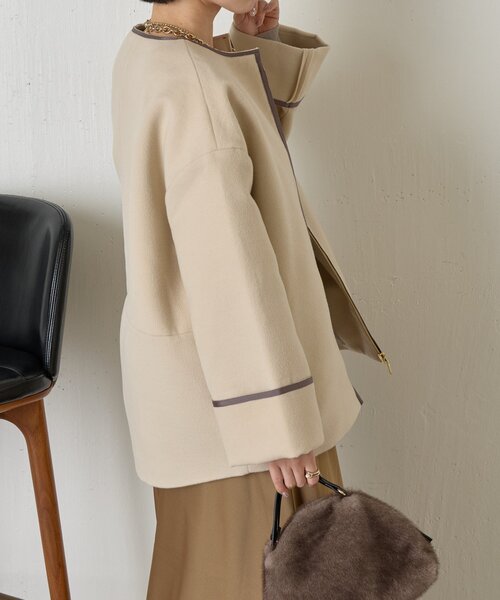 Jena espace merveilleux（ジェナ　エスパスメルヴェイユ）の「【体系カバー】テープラインコクーンコート（その他アウター・レディース・ベージュ/チャコールグレー/グレー・FREE）」の20枚目の写真