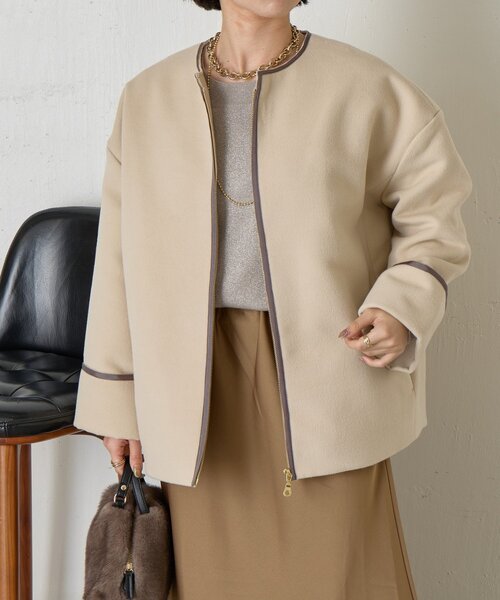 Jena espace merveilleux（ジェナ　エスパスメルヴェイユ）の「【体系カバー】テープラインコクーンコート（その他アウター・レディース・ベージュ/チャコールグレー/グレー・FREE）」の21枚目の写真