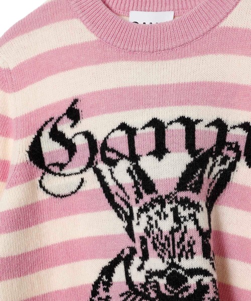 GANNI（ガニー）の「Striped Graphic Wool Mix Bunny Crewneck K2426（Tシャツ/カットソー・レディース・ピンク・X-SMALL）」の5枚目の写真