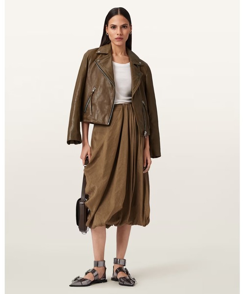 ALLSAINTS(オールセインツ)の「DALBY SLIM FIT LEATHER BIKER JACKET | DALBY スリム フィット レザー バイカー ジャケット(ライダースジャケット・レディース・グリーン系その他・4/6/10/12/8)」の3枚目の写真