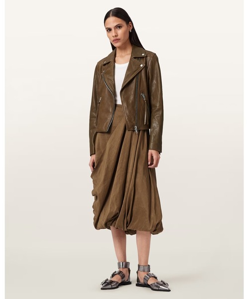 ALLSAINTS(オールセインツ)の「DALBY SLIM FIT LEATHER BIKER JACKET | DALBY スリム フィット レザー バイカー ジャケット(ライダースジャケット・レディース・グリーン系その他・4/6/10/12/8)」の9枚目の写真