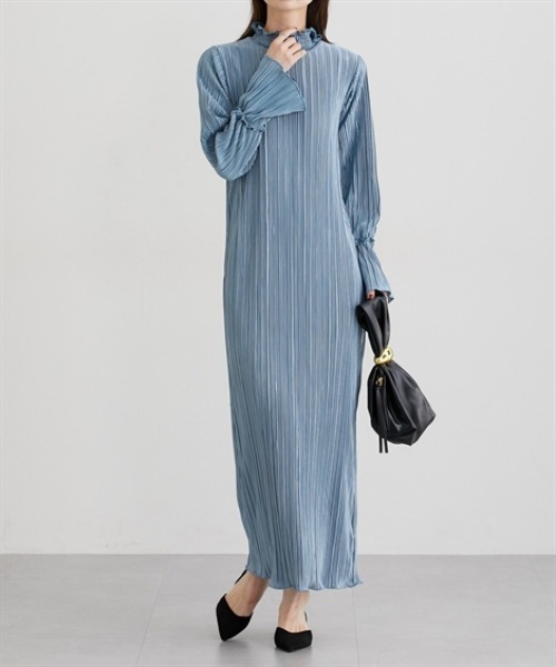 プリーツキャンディスリーブマキシワンピース（ワンピース）｜nissen