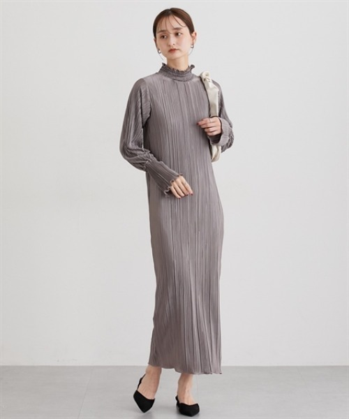 セール】プリーツキャンディスリーブマキシワンピース（ワンピース