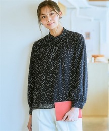 【あったか裏地付】ハイネックギャザーブラウス