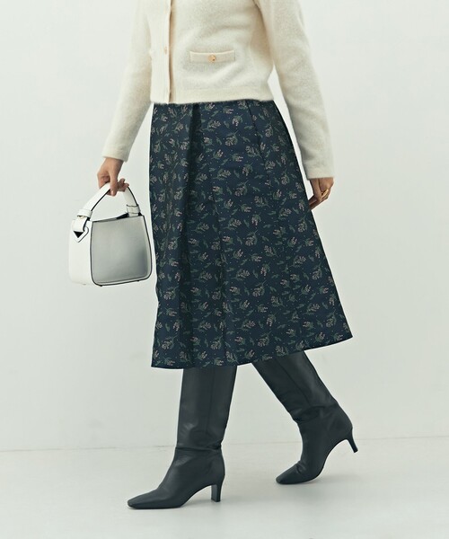 セール】ウォッシャブル花柄ジャガードタックスカート（スカート