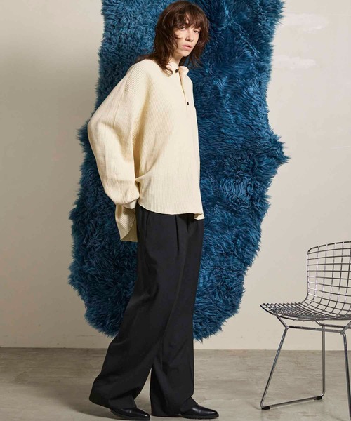 MAISON SPECIAL(メゾンスペシャル)の「《UNISEX》Prime-Over Henry Neck Long Sleeve Waffle T-Shirt/プライムオーバーヘンリーネックロングスリーブワッフルTシャツ【MAISON SPECIAL/メゾンスペシャル】(Tシャツ/カットソー・メンズ・ピンク/アイボリー/ブラック・1/2/0)」の16枚目の写真