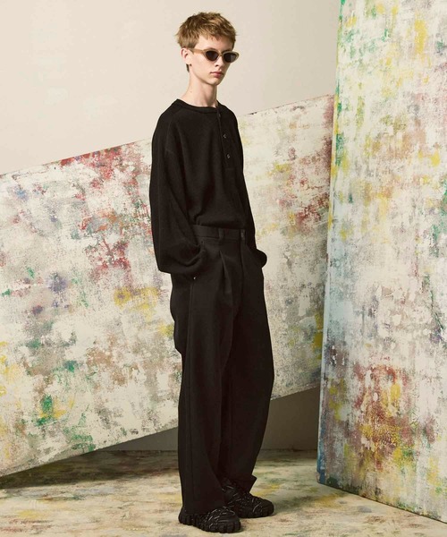 MAISON SPECIAL(メゾンスペシャル)の「《UNISEX》Prime-Over Henry Neck Long Sleeve Waffle T-Shirt/プライムオーバーヘンリーネックロングスリーブワッフルTシャツ【MAISON SPECIAL/メゾンスペシャル】(Tシャツ/カットソー・メンズ・ピンク/アイボリー/ブラック・1/2/0)」の15枚目の写真