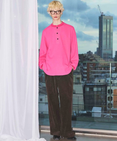 MAISON SPECIAL(メゾンスペシャル)の「《UNISEX》Prime-Over Henry Neck Long Sleeve Waffle T-Shirt/プライムオーバーヘンリーネックロングスリーブワッフルTシャツ【MAISON SPECIAL/メゾンスペシャル】(Tシャツ/カットソー・メンズ・ピンク/アイボリー/ブラック・1/2/0)」の14枚目の写真