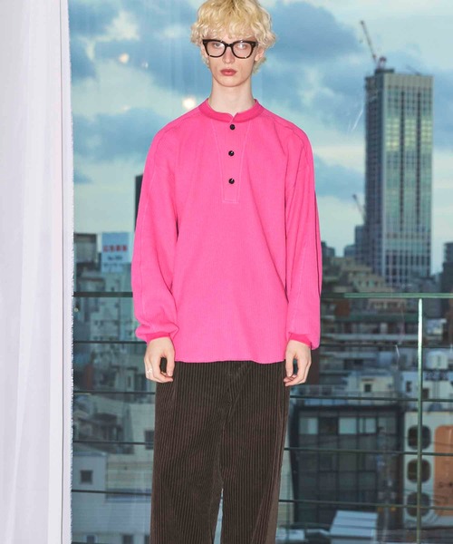 MAISON SPECIAL(メゾンスペシャル)の「《UNISEX》Prime-Over Henry Neck Long Sleeve Waffle T-Shirt/プライムオーバーヘンリーネックロングスリーブワッフルTシャツ【MAISON SPECIAL/メゾンスペシャル】(Tシャツ/カットソー・メンズ・ピンク/アイボリー/ブラック・1/2/0)」の13枚目の写真